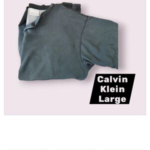 Calvin Klein Black Short Sleeve 💯 Cotton Made In Peru GUC Henley